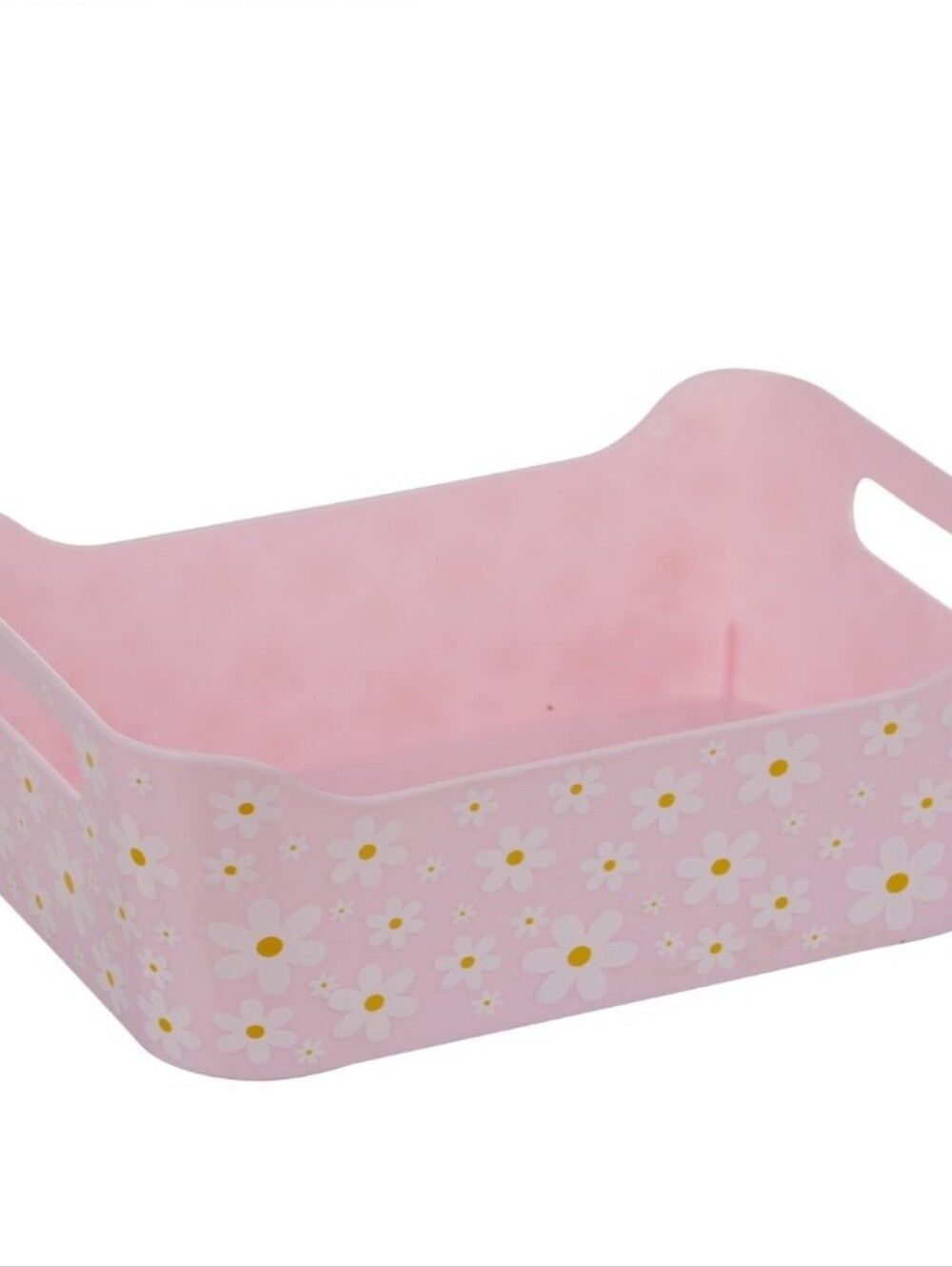 True Living Decorative Pink Daisy Storage Bin with Handles